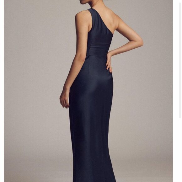 BHLDN Dylan Stretch Satin One-Shoulder Side-Slit Maxi Dress 6 NEW - Picture 4 of 11